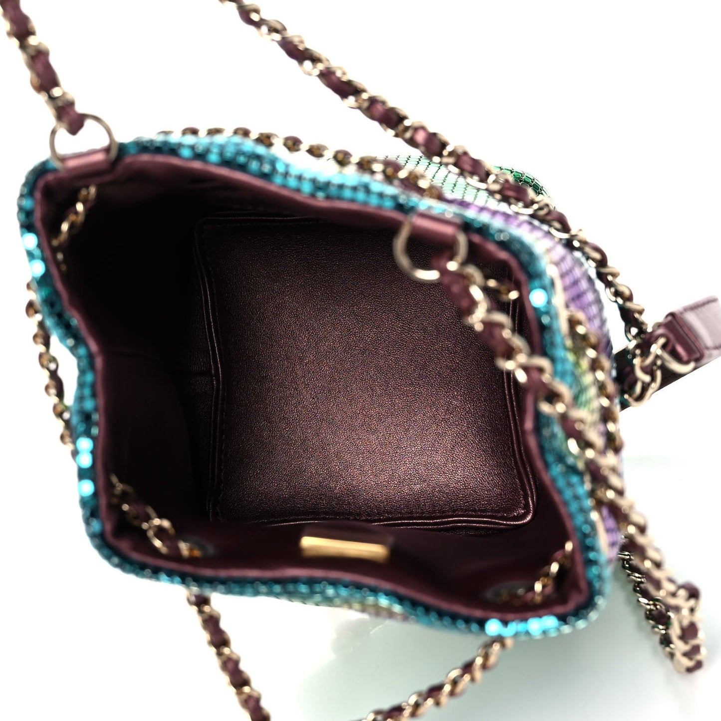 Faded Metallic Mesh Mini Bucket Bag Multicolor