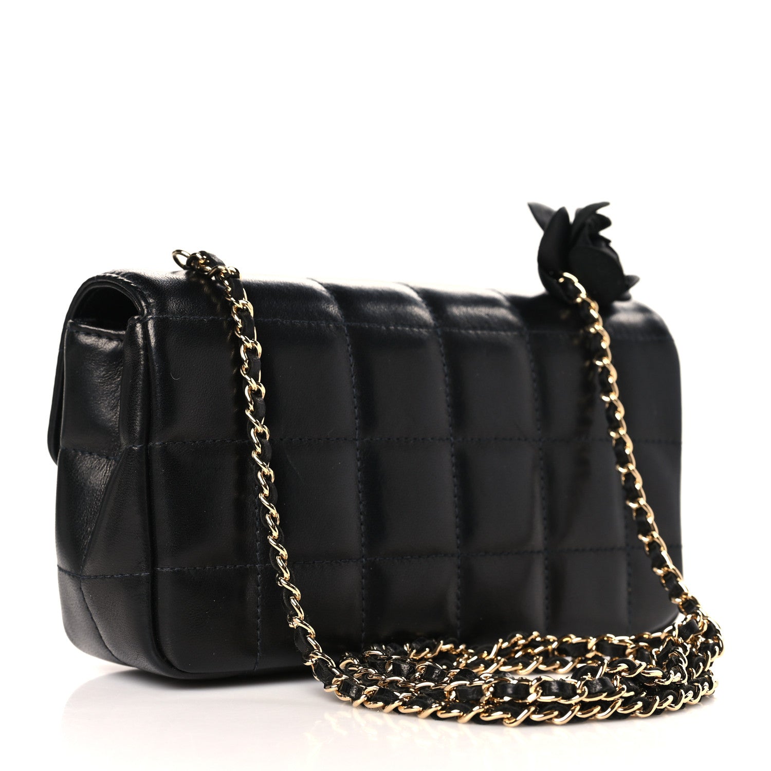 Chanel Lambskin Quilted Mini Chocolate Bar Camellia Flap Black 3 of 10