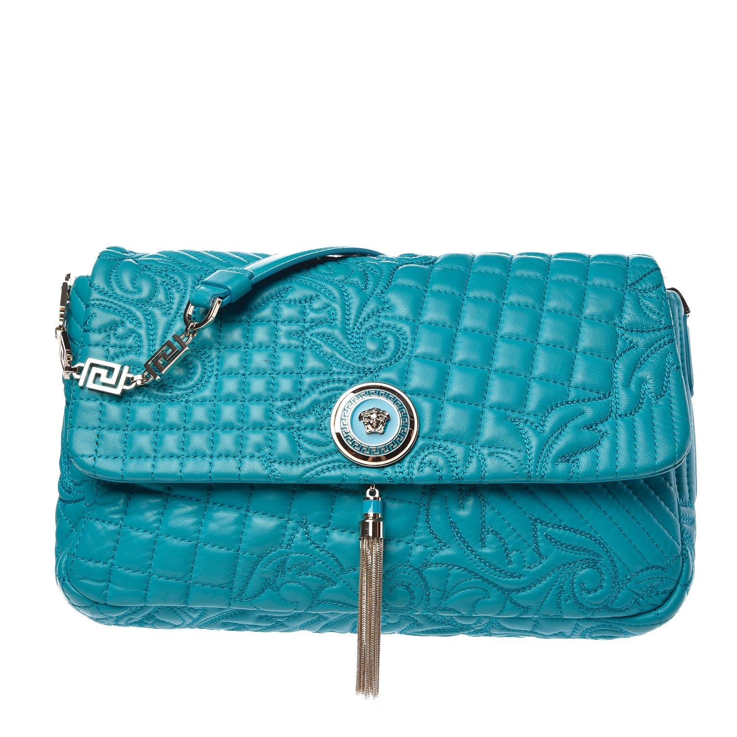 Versace Nappa Barocco Quilted Vanitas Medea Shoulder Bag Blue 1 of 7