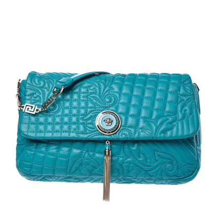 Versace Nappa Barocco Quilted Vanitas Medea Shoulder Bag Blue 1 of 7