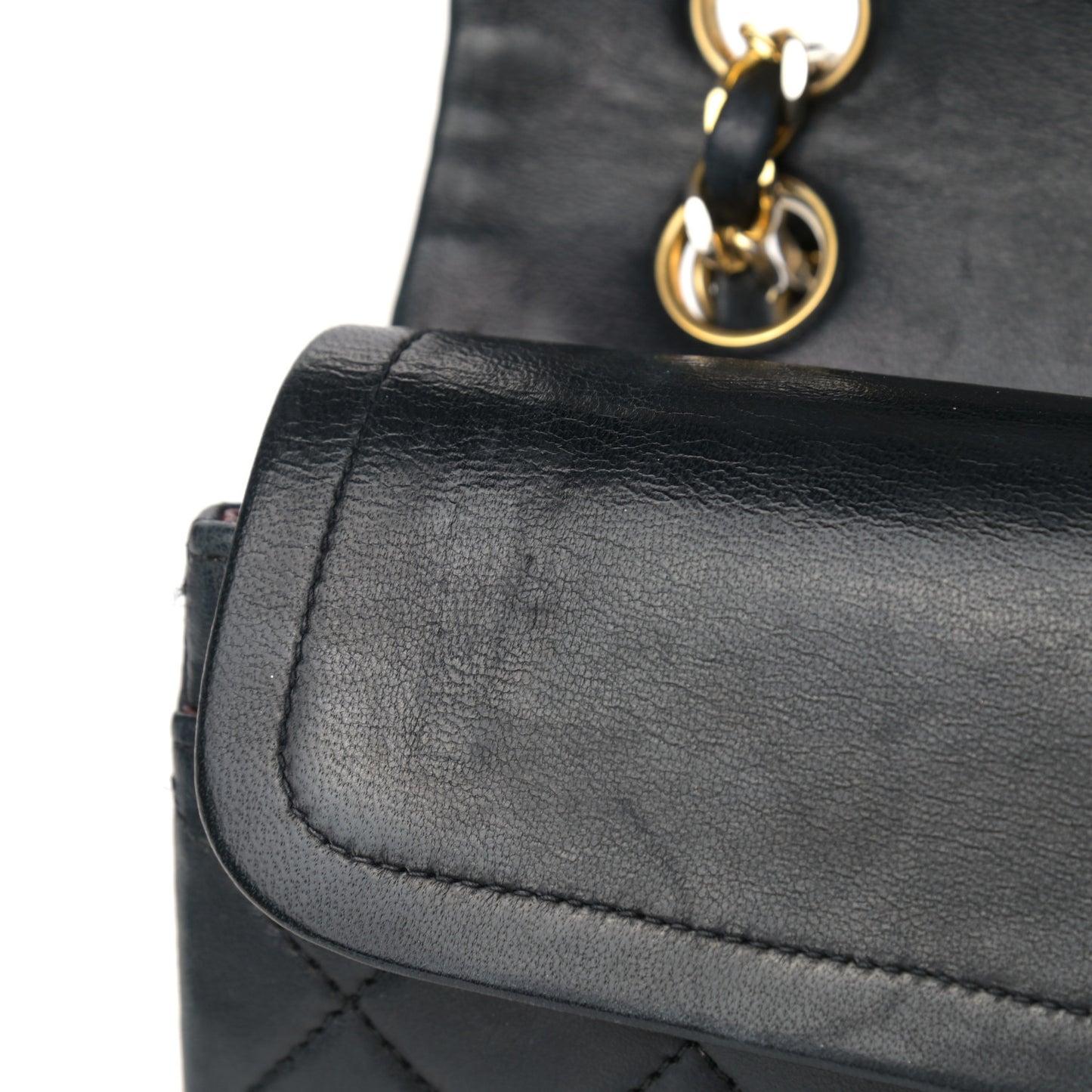 Lambskin Quilted Small Double Flap Black