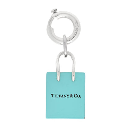 Tiffany Sterling Silver Enamel Shopping Bag Charm Pendant 3 of 4