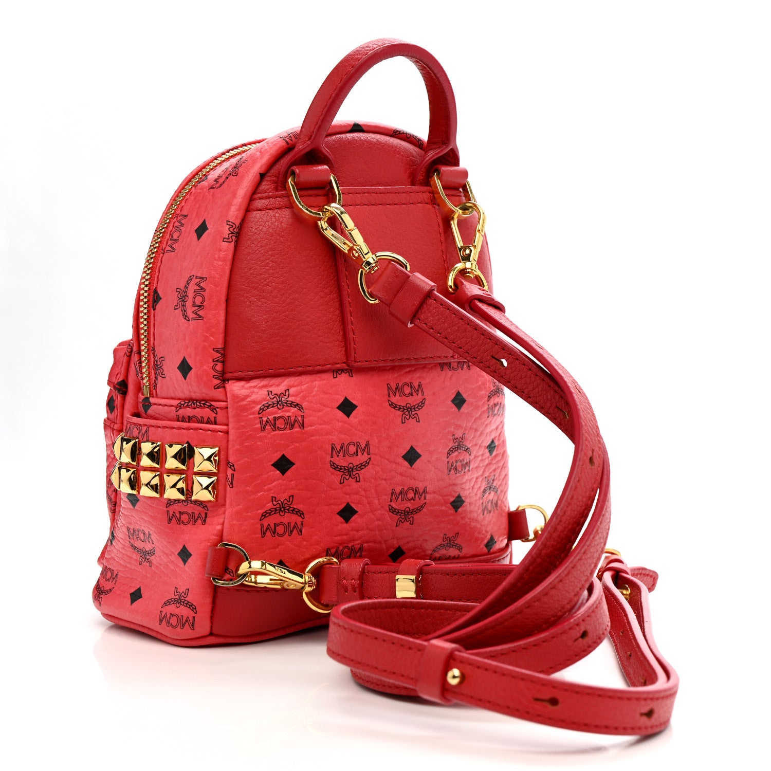 bebe red mini backpack MCM Visetos Side Stud X-Mini Stark Bebe Boo Backpack Corail 1792006 – FASHIONPHILE