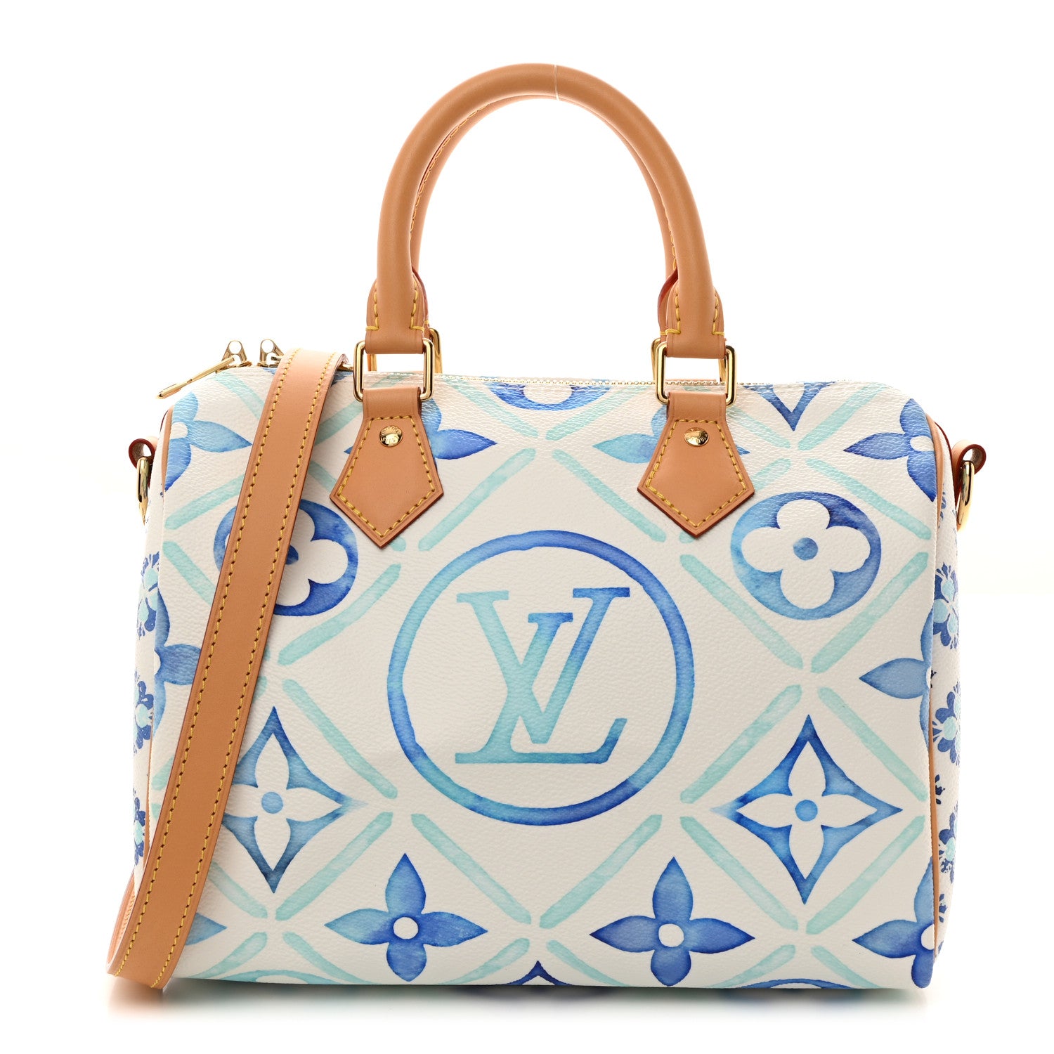 Louis Vuitton Monogram Tiles By The Pool Speedy Bandouliere 25 Lagoon Blue 1 of 9