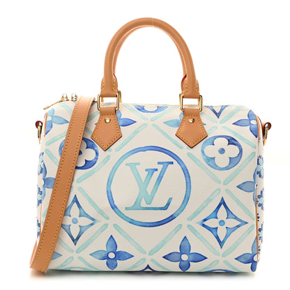 Louis Vuitton Monogram Tiles By The Pool Speedy Bandouliere 25 Lagoon Blue 1 of 9