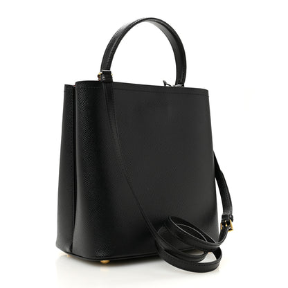 Prada Saffiano Cuir Medium Panier Bucket Bag Black Fuoco 3 of 10