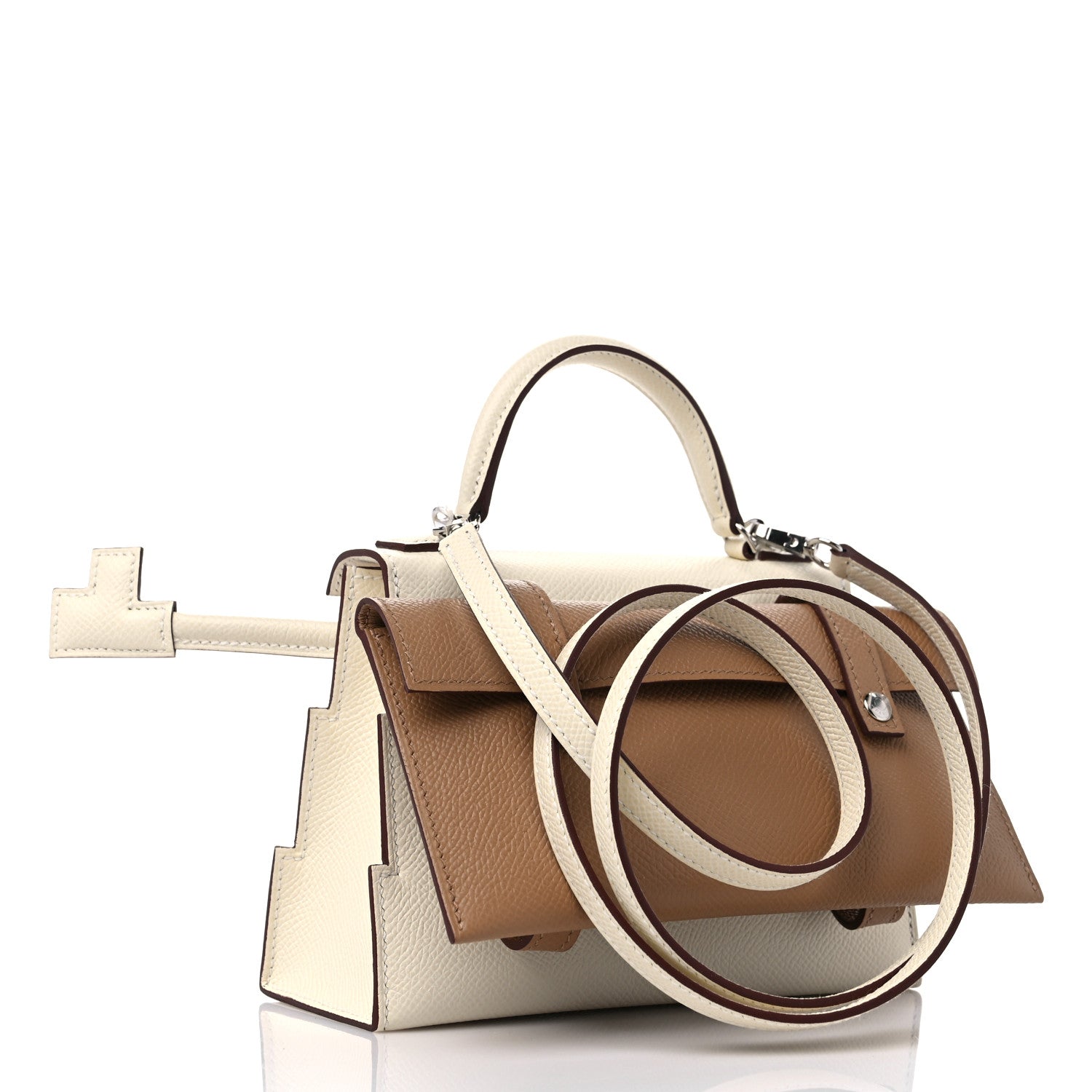Hermes Epsom Quelle Idole Picto Kelly Doll Handbag Nata Mauve Sylvestre Lime Chai 4 of 14