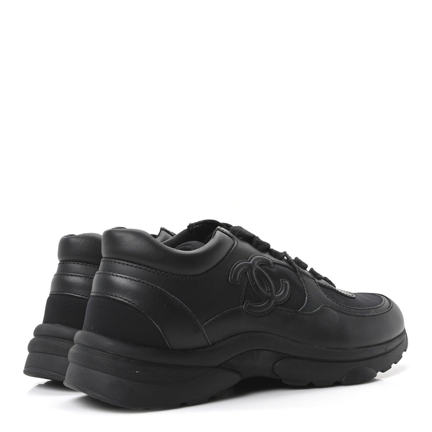 Chanel Lambskin Fabric CC Uniform Sneakers 38.5 Black 5 of 10