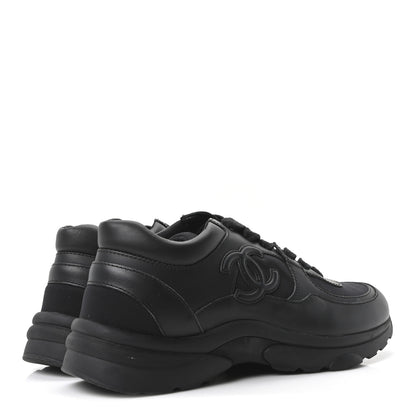 Chanel Lambskin Fabric CC Uniform Sneakers 38.5 Black 5 of 10