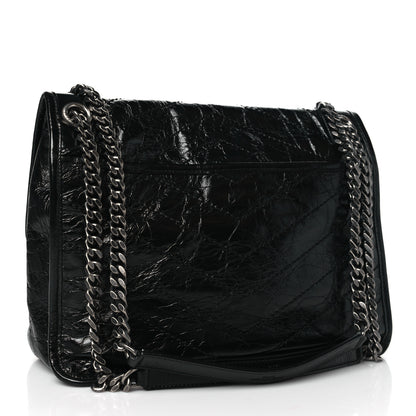 Saint Laurent Crinkled Calfskin Matelasse Monogram Medium Niki Chain Satchel Black 3 of 10