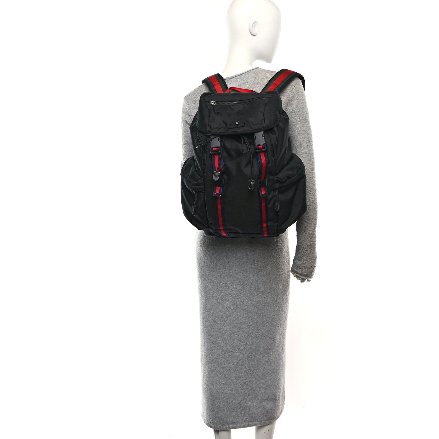 Gucci Techno Canvas Web Double Buckle Backpack Black 2 of 10