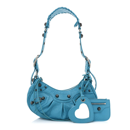 Balenciaga Agneau Arena Le Cagole Shoulder Bag XS Cyan 1 of 11