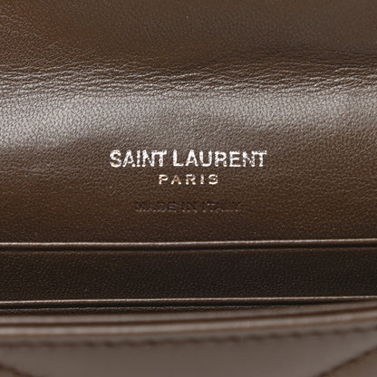 Saint Laurent Lambskin Y Quilted Monogram Small Loulou Envelope Wallet Faggio 6 of 7