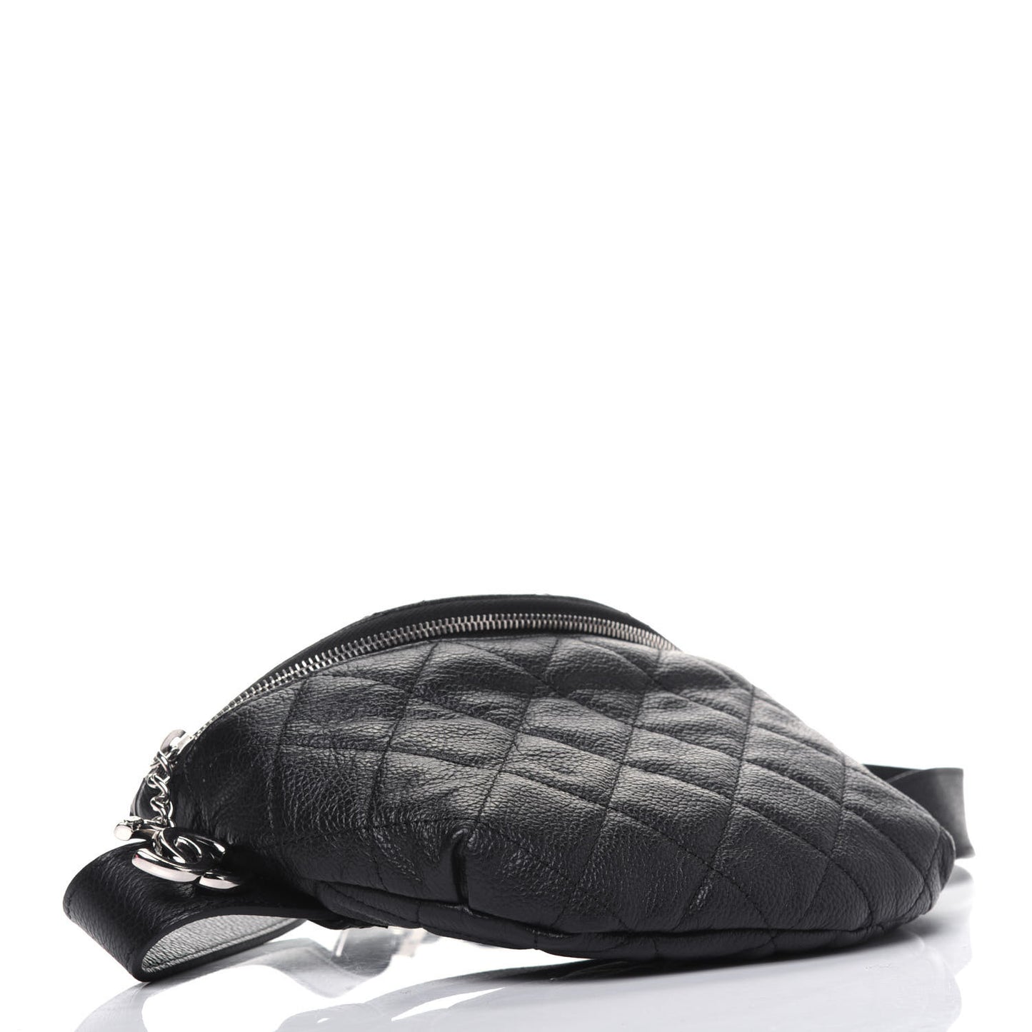 Grained Calfskin Quilted Waist Belt Bag Black