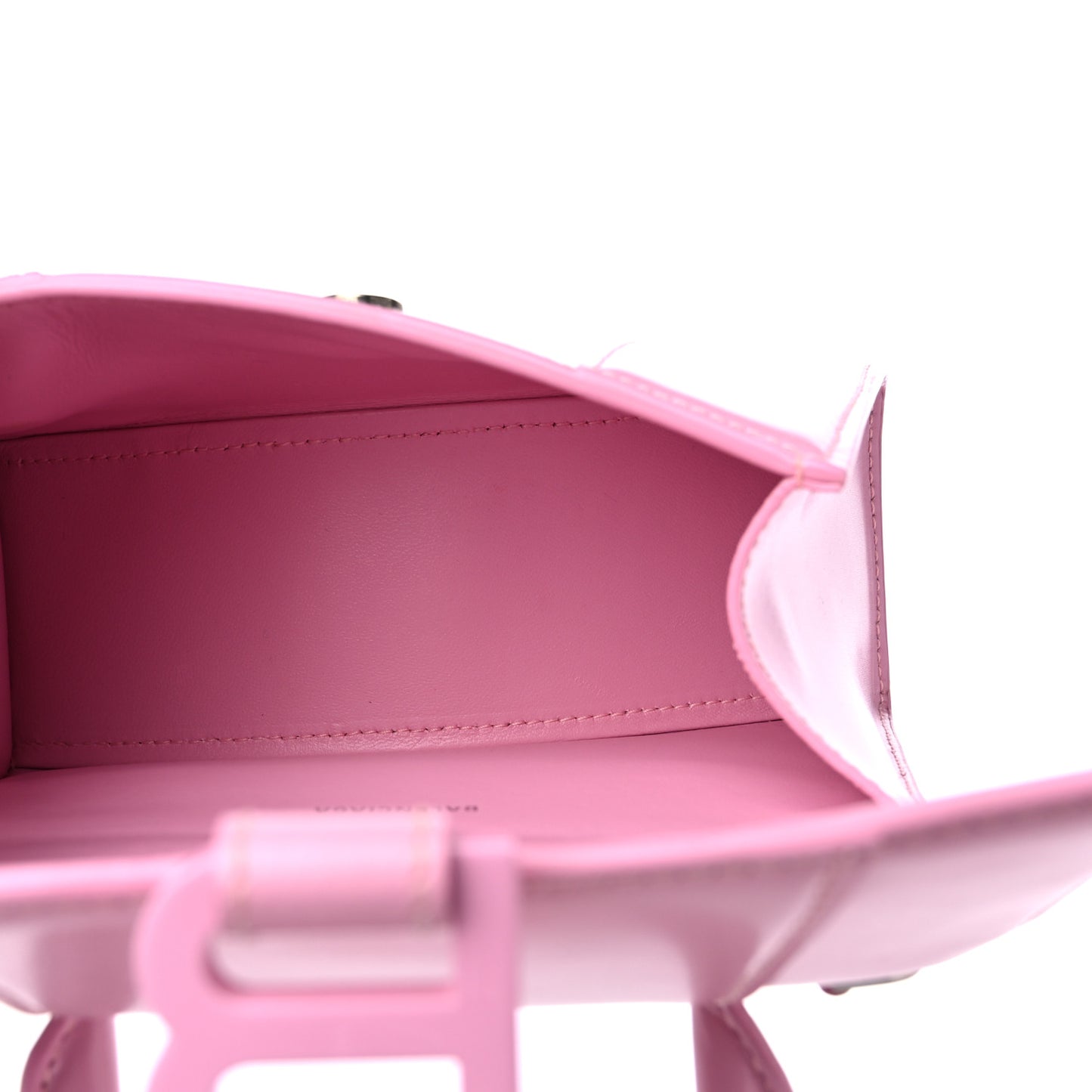 Shiny Box Calfskin Tonal B Hourglass Top Handle Bag XS Candy Pink
