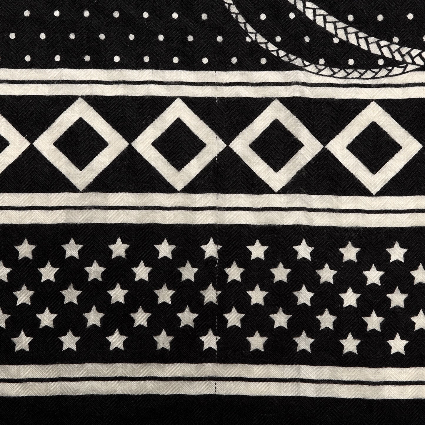 Silk Cashmere Fouets Et Badines Bandana Shawl 140 White Black