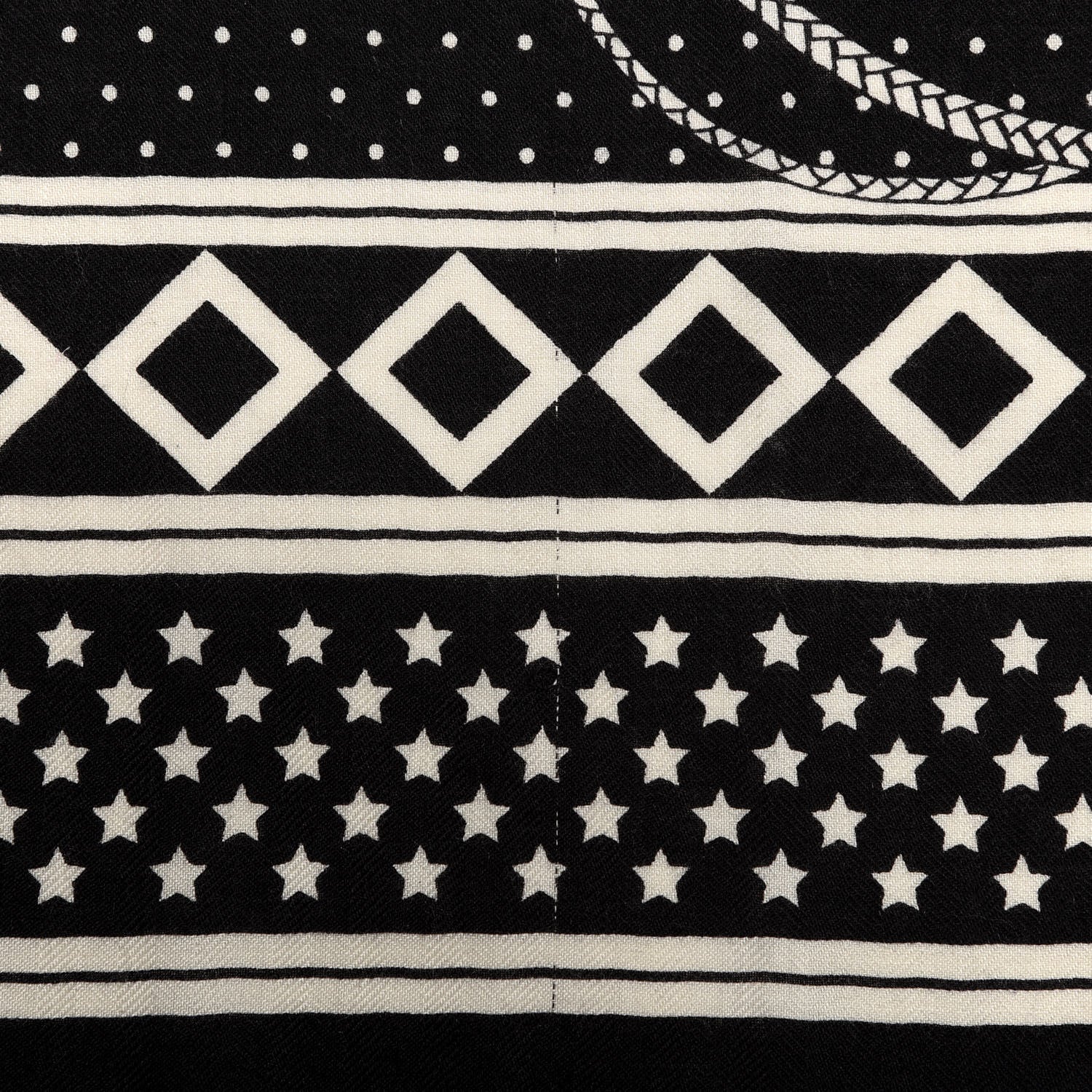 Hermes Silk Cashmere Fouets Et Badines Bandana Shawl 140 White Black 4 of 4