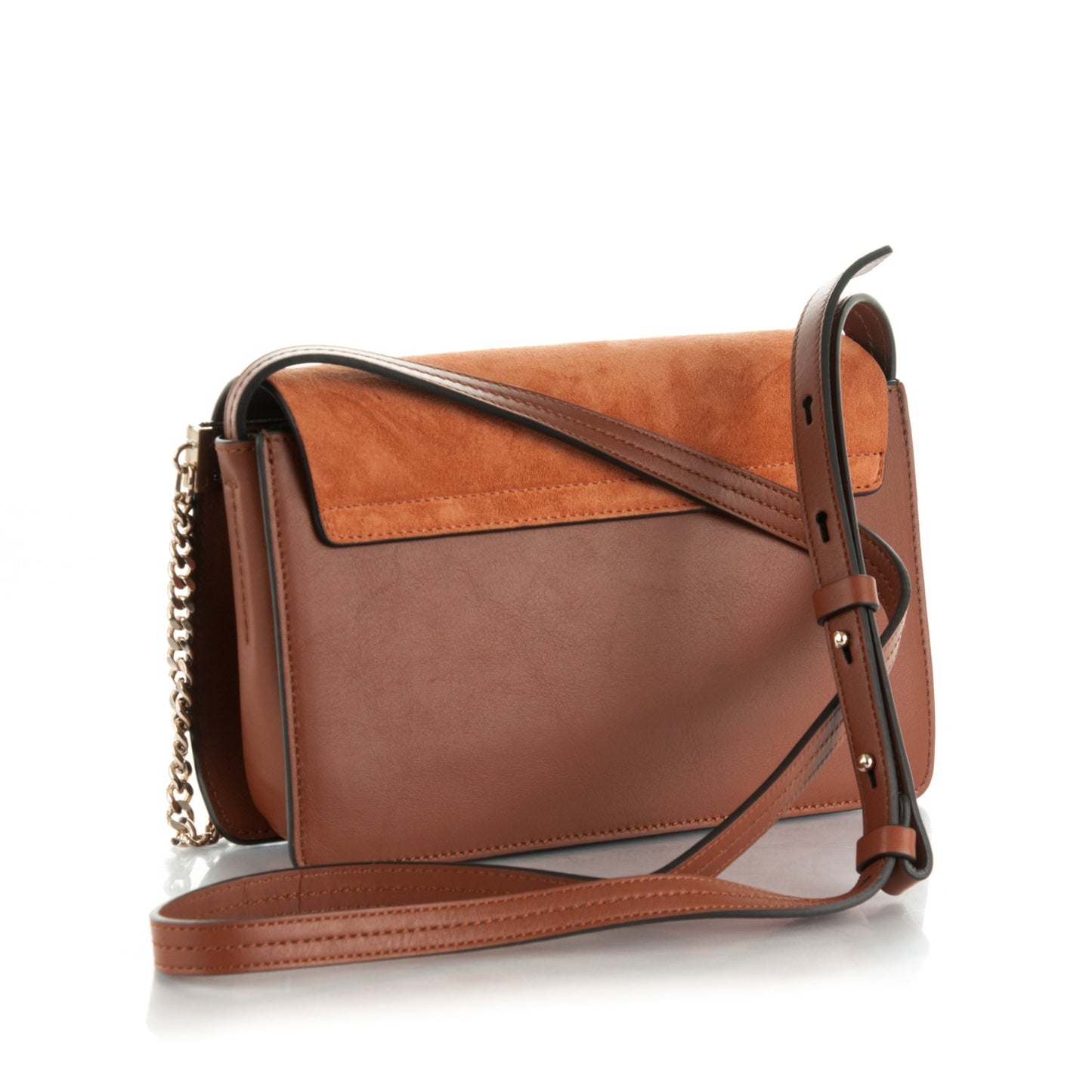 Suede Calfskin Small Faye Shoulder Bag Tobacco