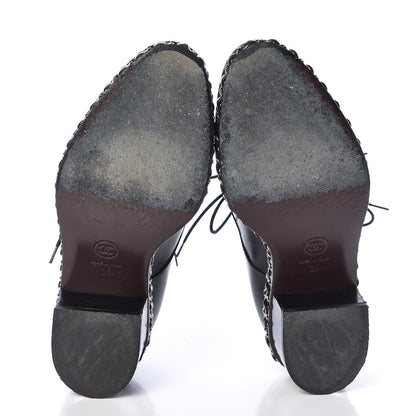 Chanel Calfskin Chain Lace Up Oxfords 35 Black 8 of 10