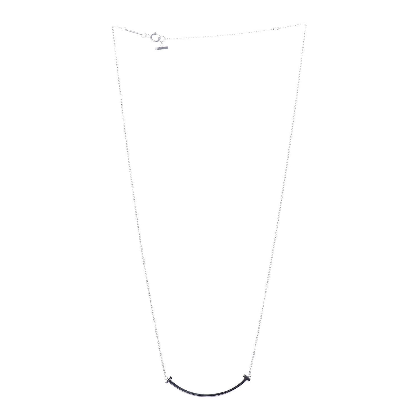 18K White Gold Small T Smile Pendant Necklace