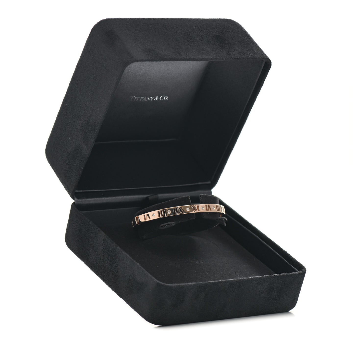 18K Rose Gold Diamond Atlas Pierced Hinged Bangle Bracelet