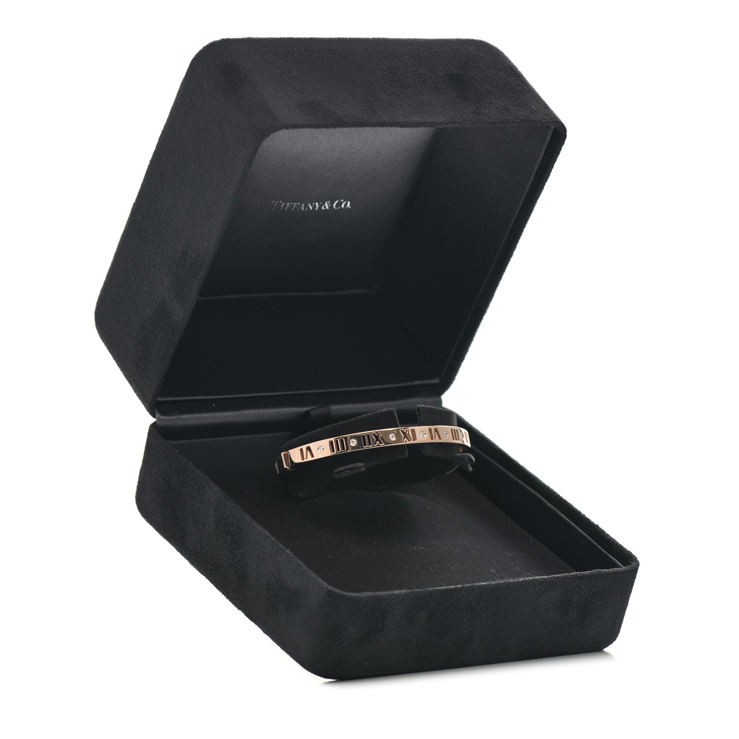 Tiffany 18K Rose Gold Diamond Atlas Pierced Hinged Bangle Bracelet 5 of 5