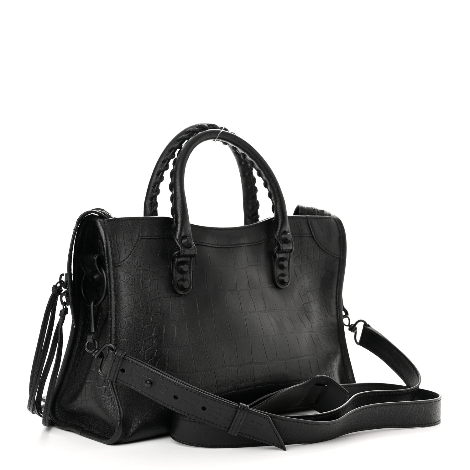 Balenciaga Matte Supple Lambskin Crocodile Embossed Classic Black Hardware S City Black 3 of 10