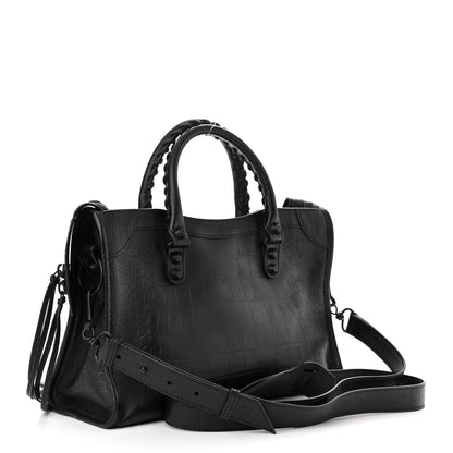 Balenciaga Matte Supple Lambskin Crocodile Embossed Classic Black Hardware S City Black 3 of 10