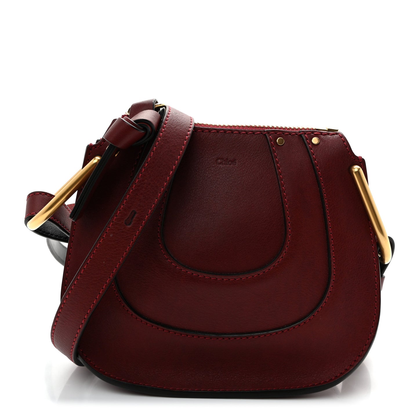 Grained Calfskin Nano Hayley Hobo Sienna Red