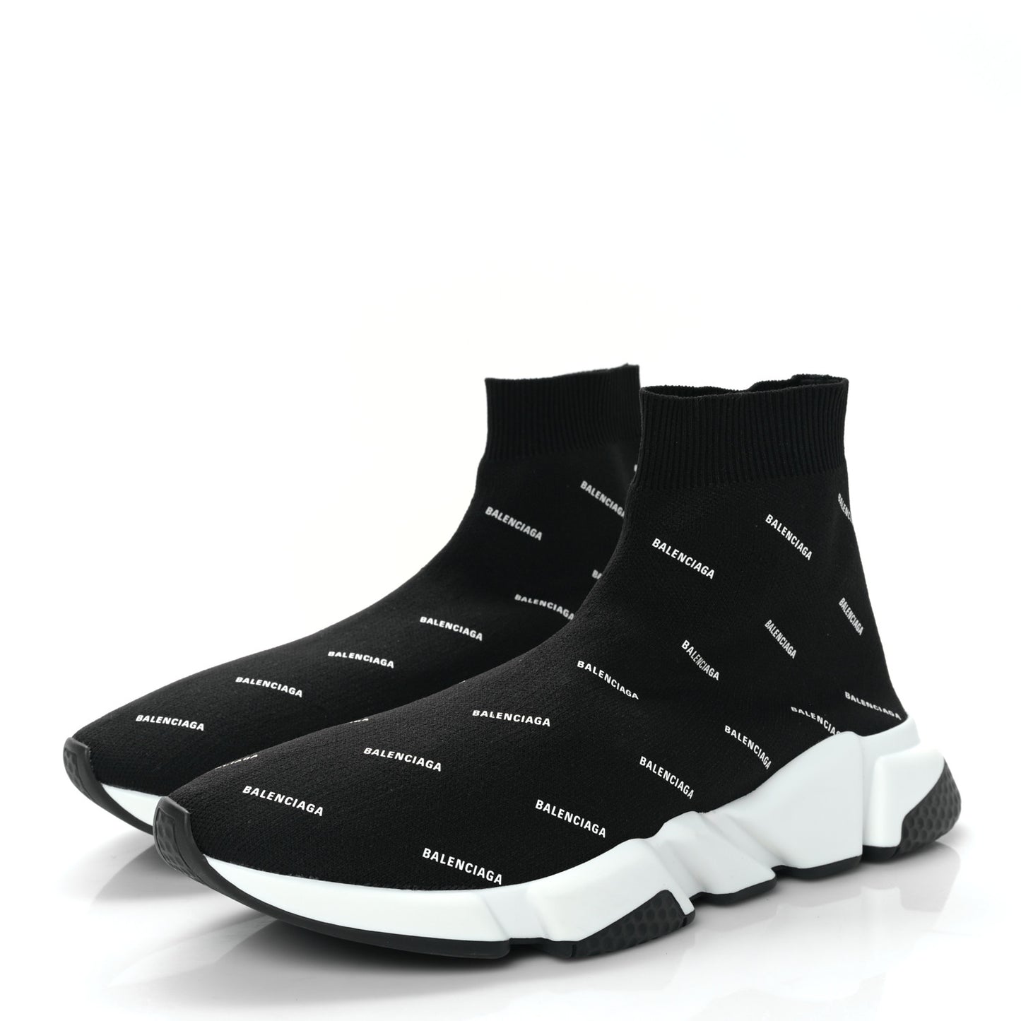 Neoprene Knit Allover Logo Bi-Color Sole Mens Speed Sneakers 10 Black White