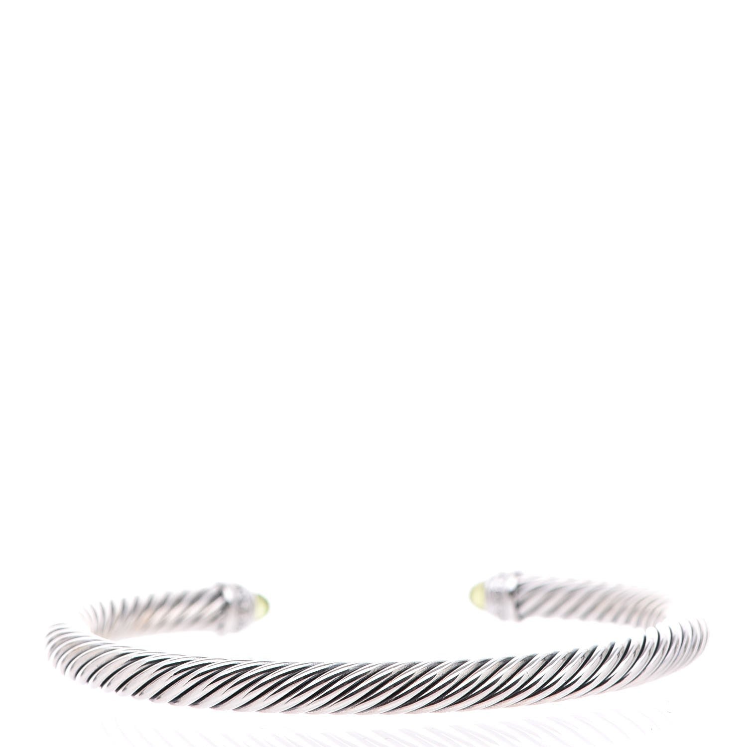 David Yurman Sterling Silver Diamond Peridot 5mm Cable Classics Bracelet 3 of 5