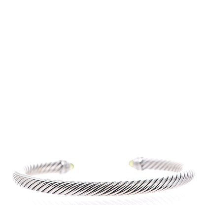David Yurman Sterling Silver Diamond Peridot 5mm Cable Classics Bracelet 3 of 5