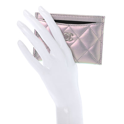 Chanel Iridescent Calfskin Quilted Card Holder Light Purple 2 of 8