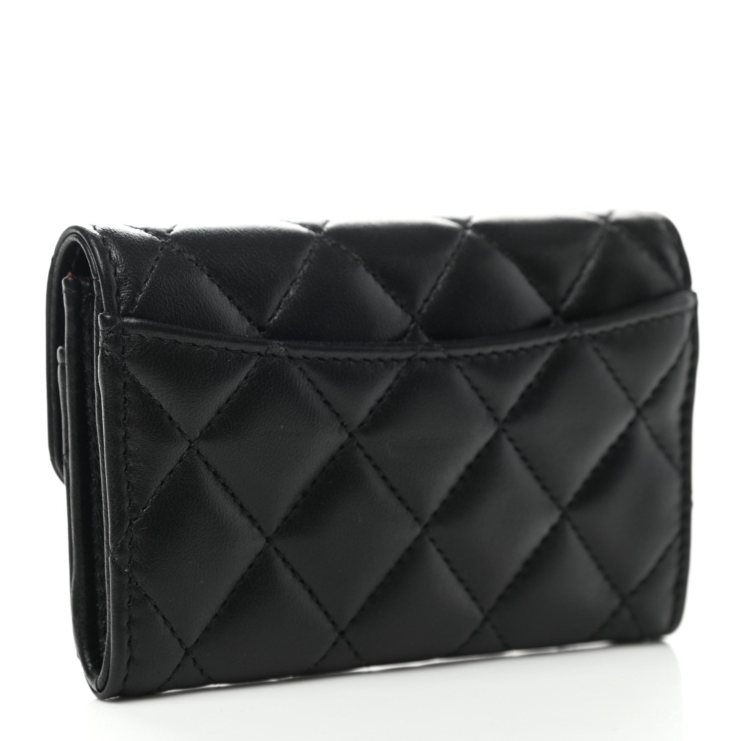 Chanel Lambskin Quilted Flap Card Holder Wallet Black 3 of 9