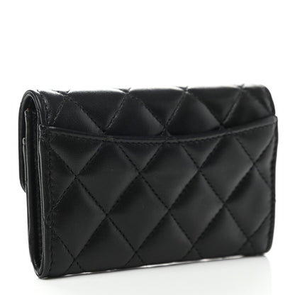 Chanel Lambskin Quilted Flap Card Holder Wallet Black 3 of 9