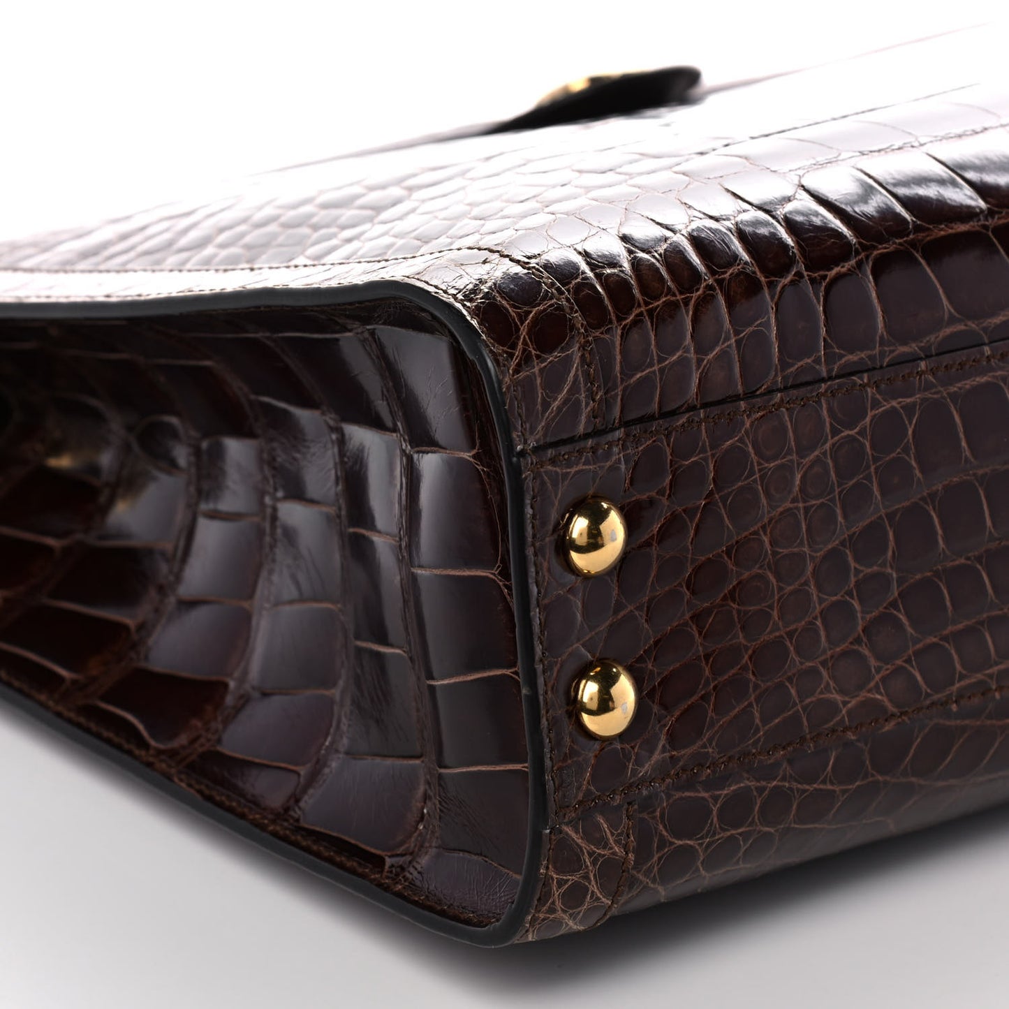 Alligator Medium Ophidia Top Handle Chain Brown