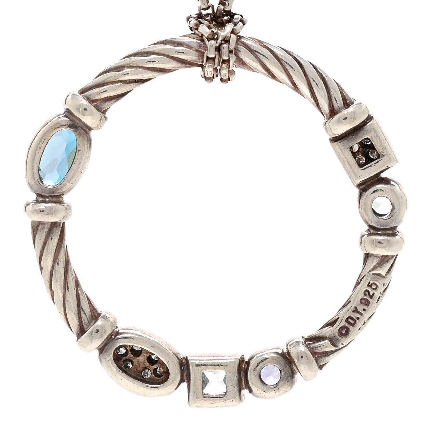 David Yurman Sterling Silver Diamond Blue Topaz Iolite Aquamarine Confetti Pendant Necklace 4 of 4
