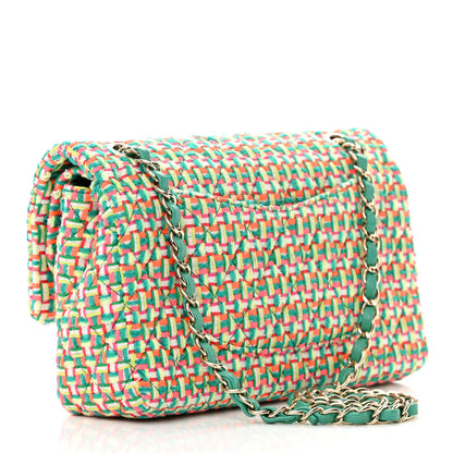 Chanel Tweed Quilted Medium Double Flap Multicolor Green 3 of 12