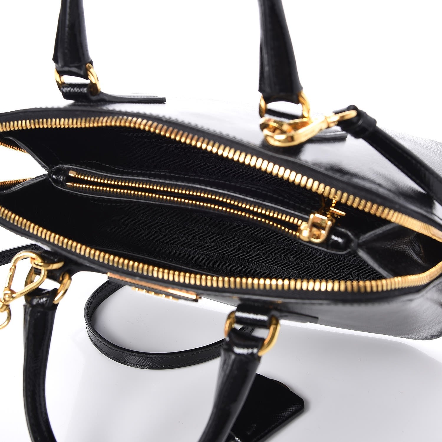 Prada Saffiano Vernice Small Promenade Tote Black 5 of 9