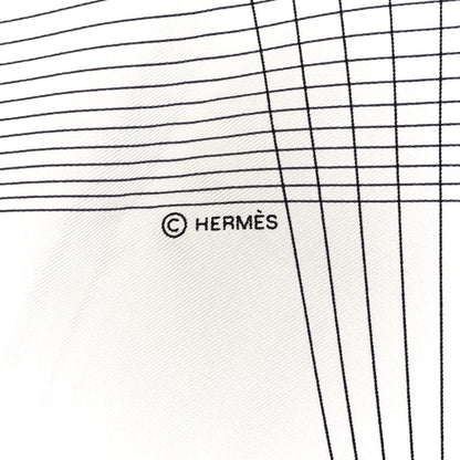 Hermes Silk Hiver H En Fil Scarf 140 White Anthracite 3 of 5