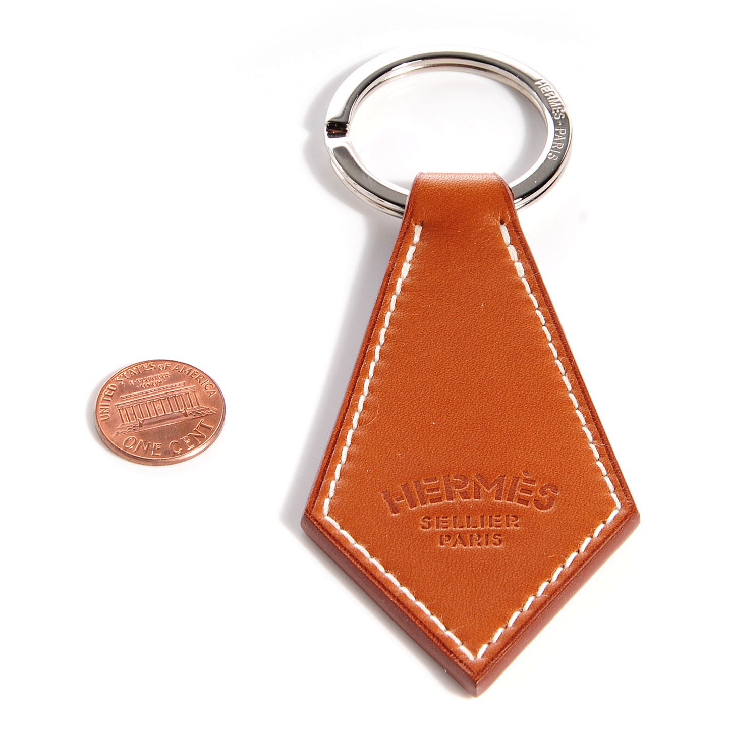 Fauve Barenia and Palladium Key Ring