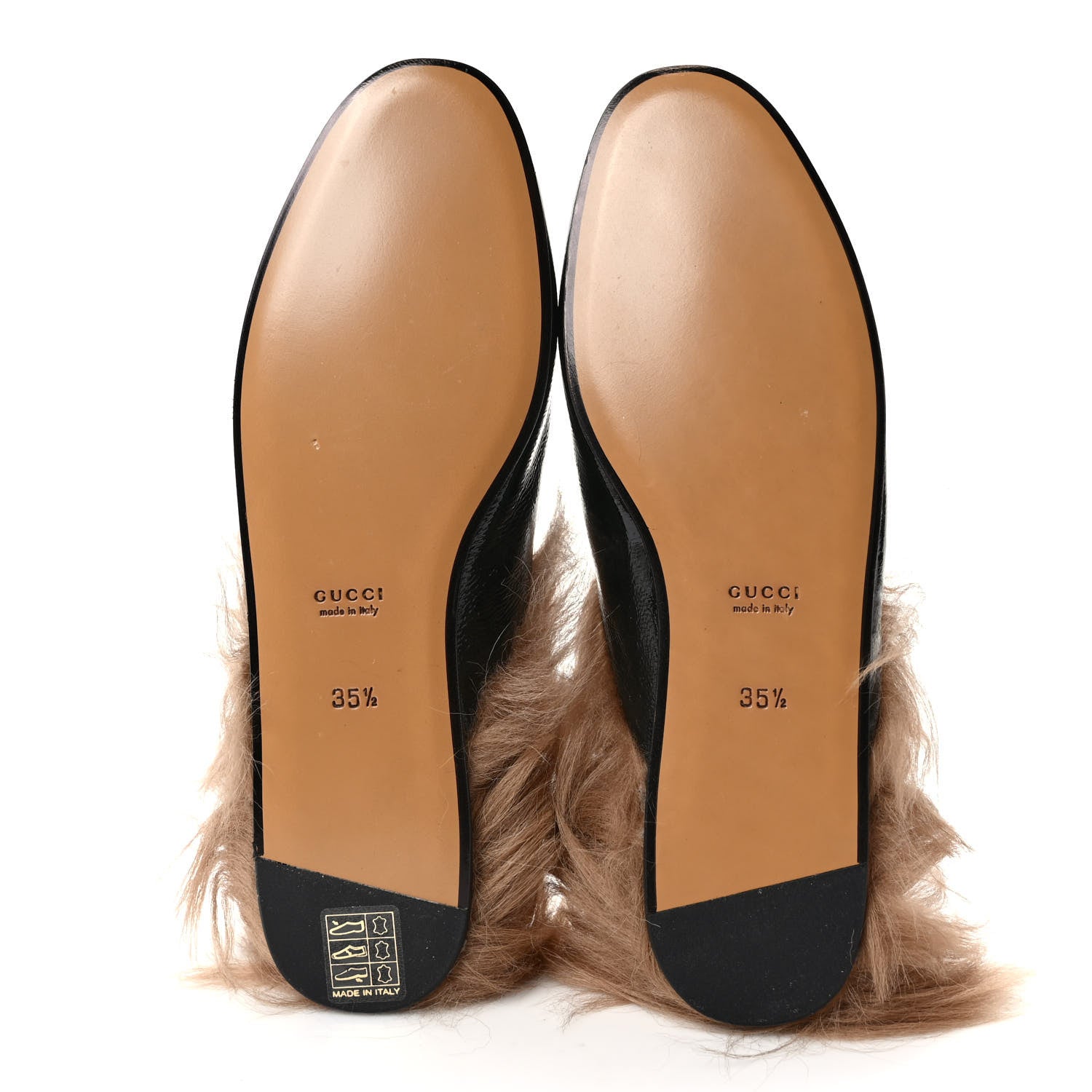 Gucci Patent Fur Womens Princetown Slippers 35.5 Black Natural 5 of 8