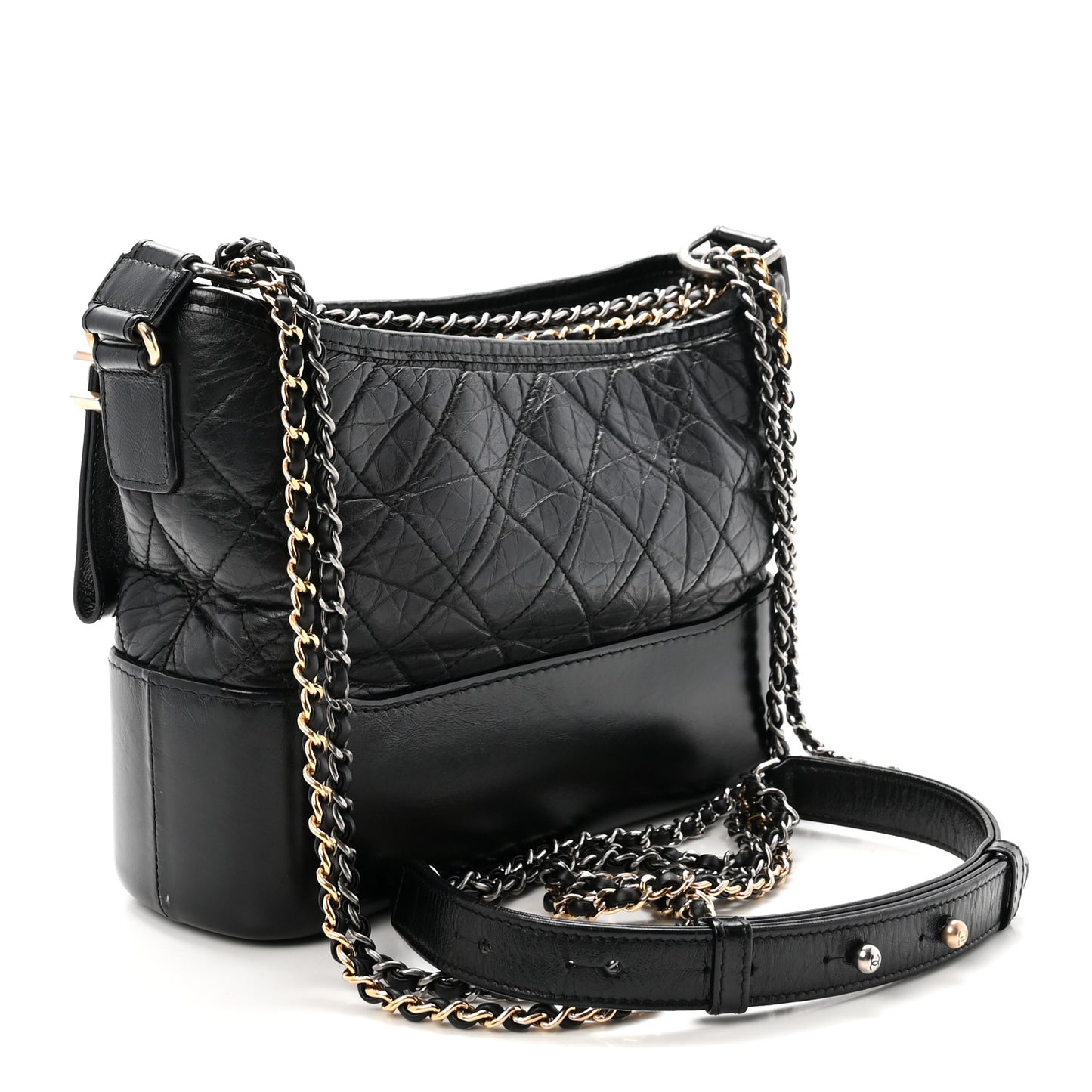 Aged Calfskin Quilted New Medium Gabrielle Hobo Black