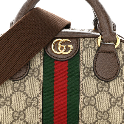 Gucci GG Supreme Monogram Textured Dollar Calfskin Web Mini Ophidia Top Handle Bowler Bag Beige Ebony New Acero 8 of 10
