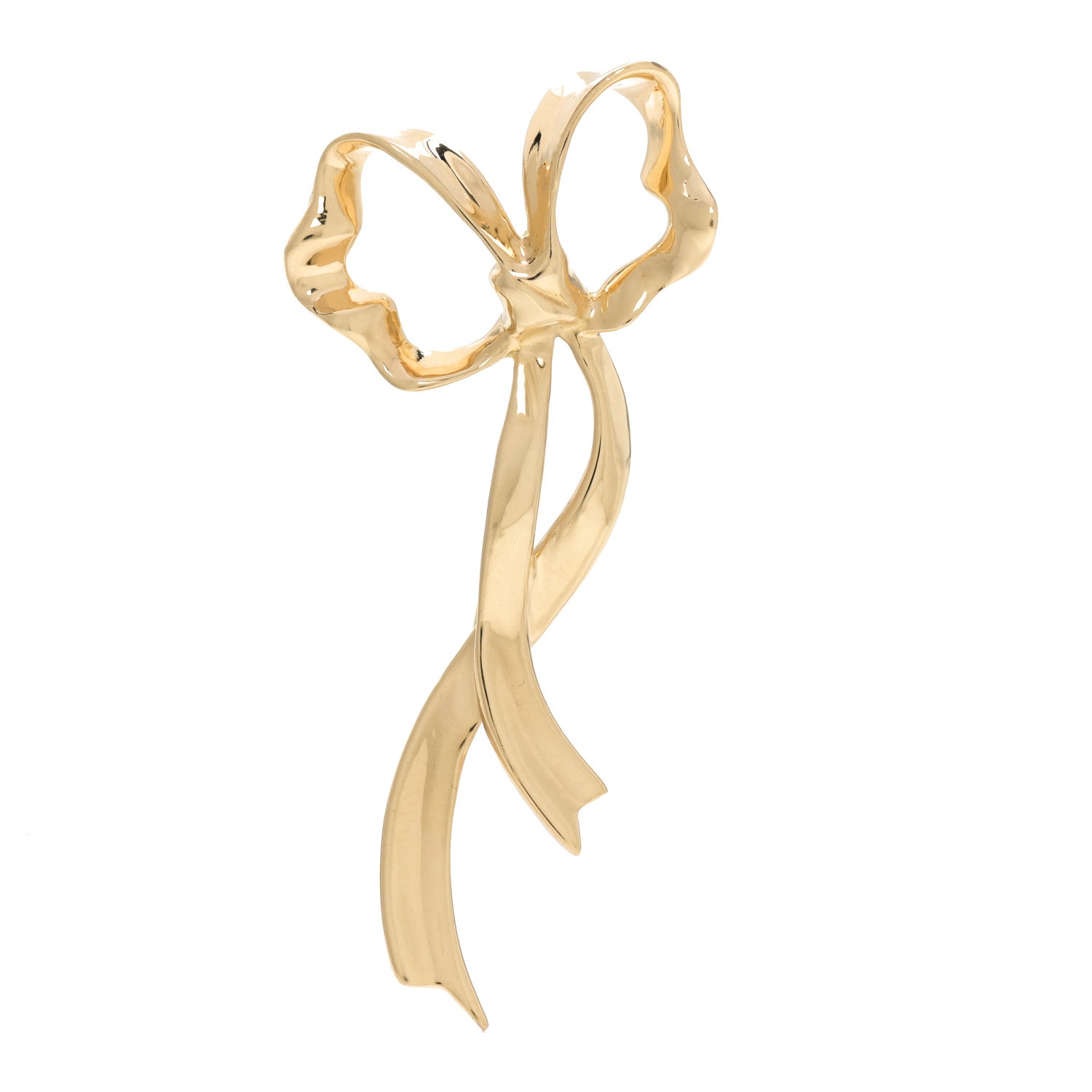 Tiffany 18K Yellow Gold Ribbon Brooch Pin 1 of 4