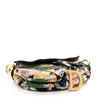 Christian Dior Canvas Embroidered Zodiac Fantastico Saddle Bag Black Multicolor 4 of 11