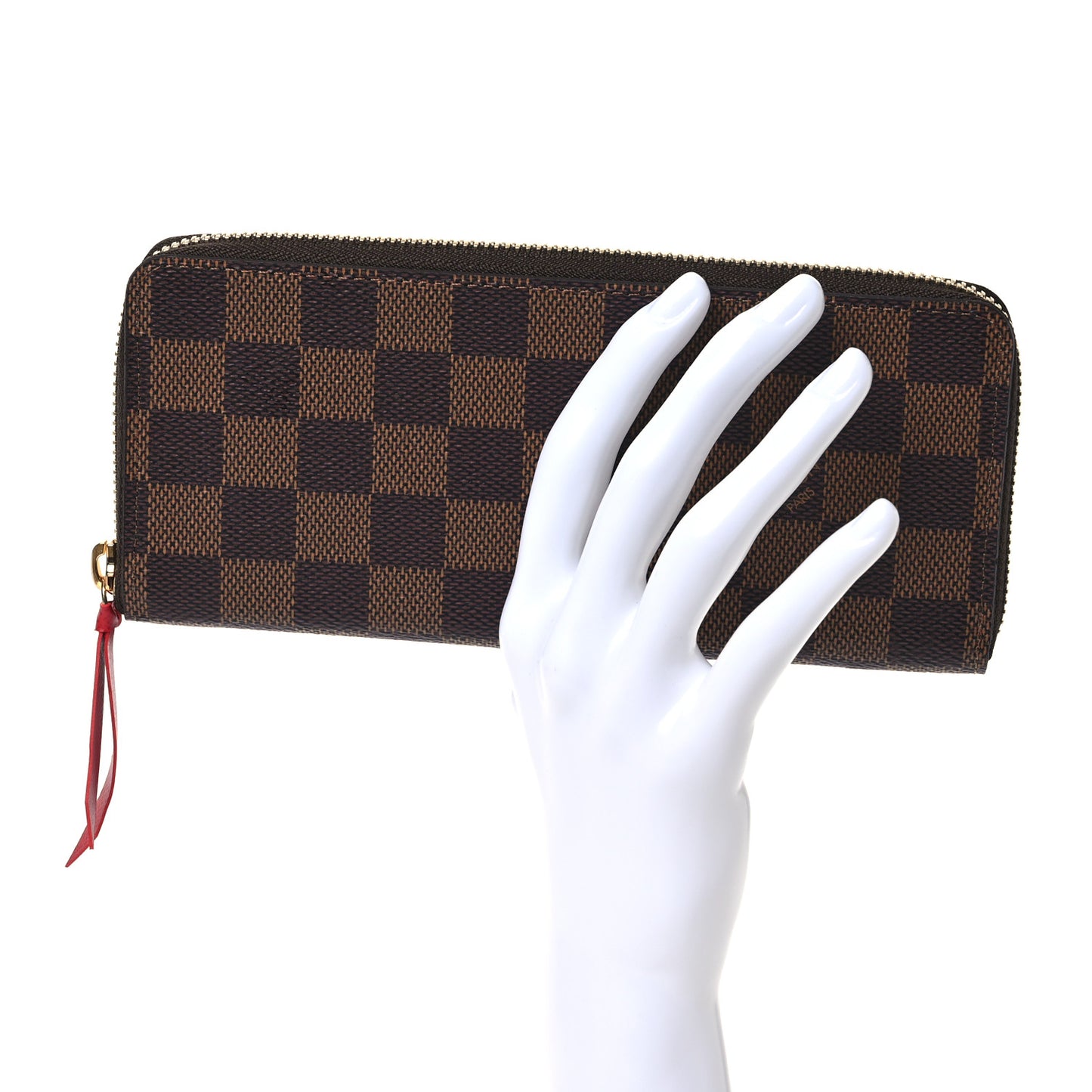 Damier Ebene Clemence Wallet Cherry