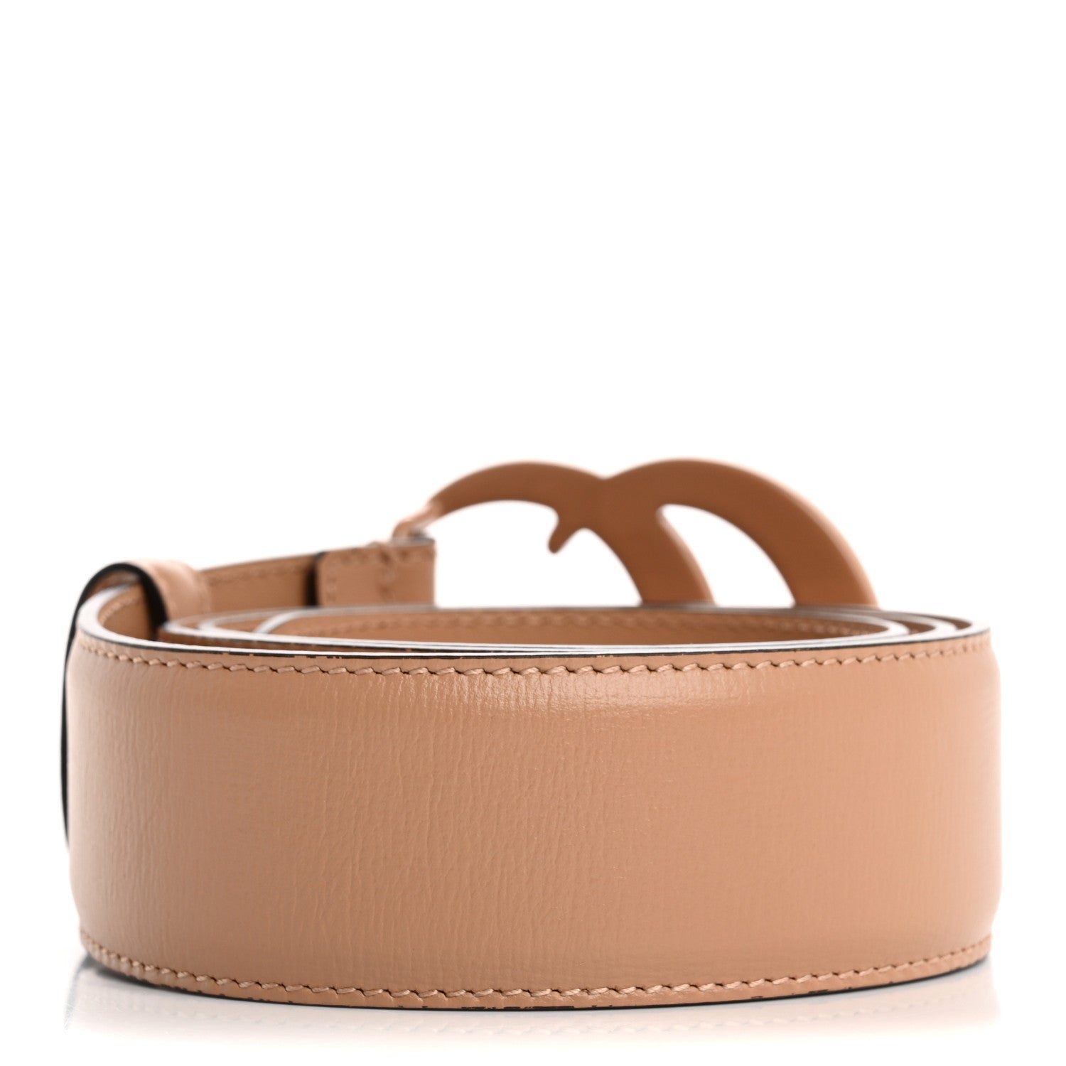Gucci Azalea Calfskin Enamel Monochrome Double G 40mm Belt 80 32 Camelia 2 of 5