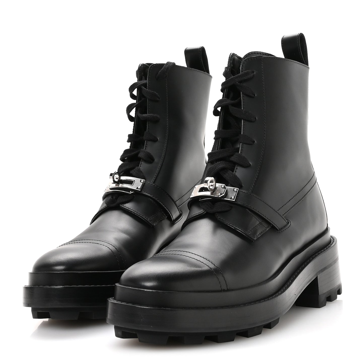 Glossed Calfskin Funk Ankle Boots 36 Black