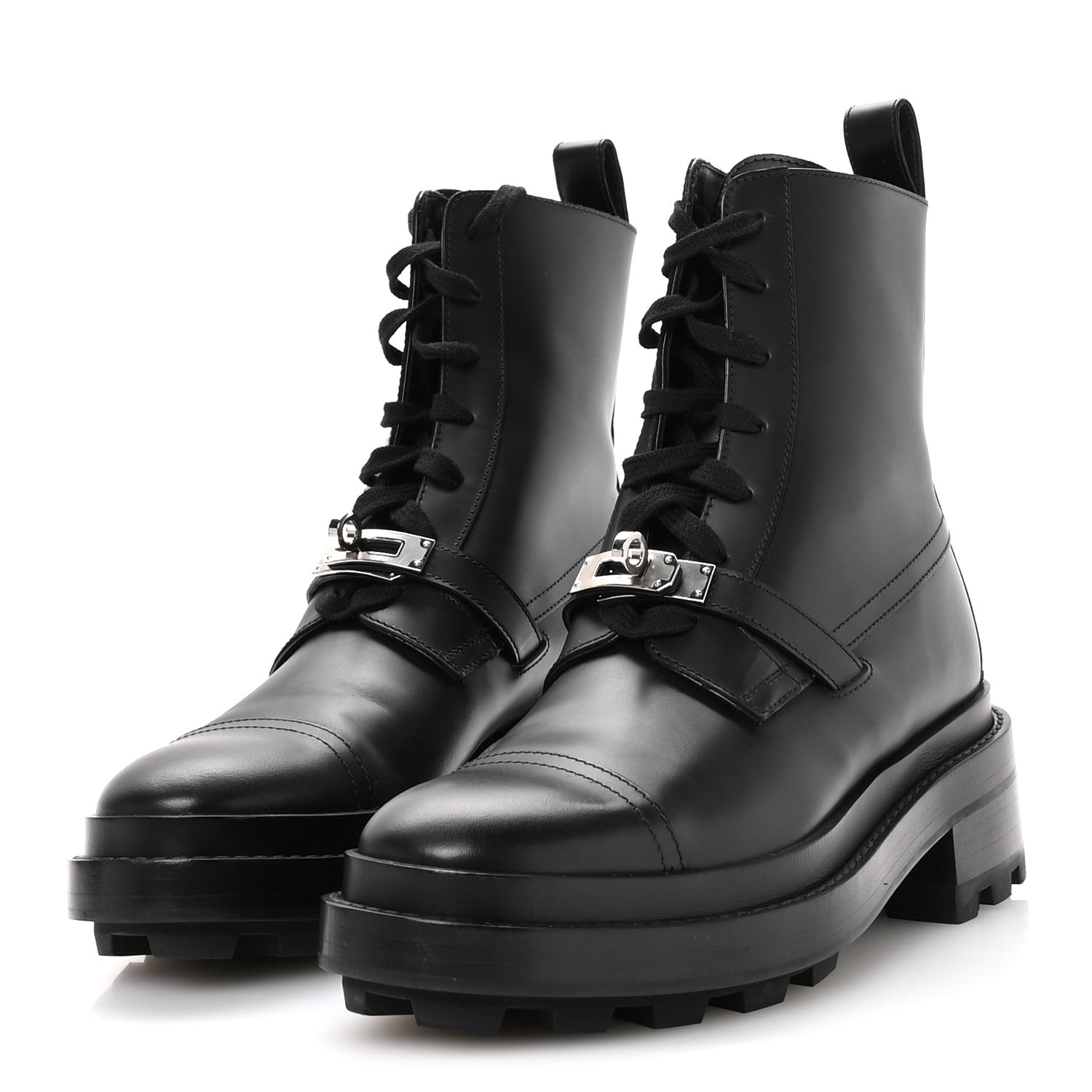 Hermes Glossed Calfskin Funk Ankle Boots 36 Black 4 of 9